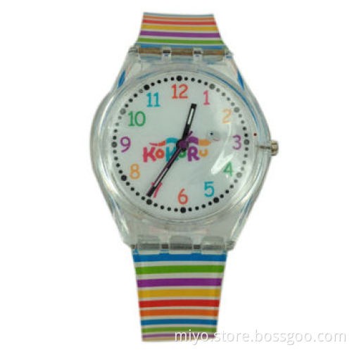 Cartoon Plastic Watch w/ Japan Quartz Movement, Convenient and Very Useful, WRC, Skeleton Case Back